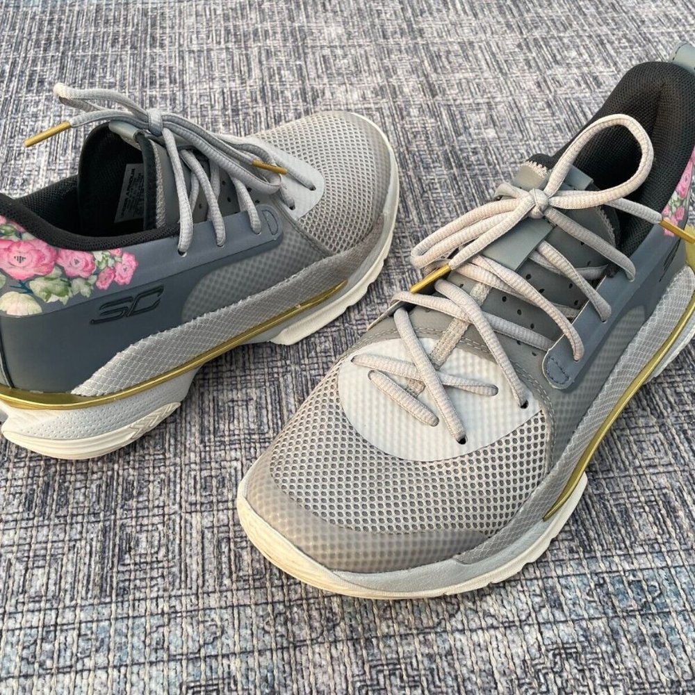 Under Armour Curry 7 Floral Chinese New Year Lace Up Athletic Shoes Size 6.5Y US - Picture 1 of 10